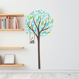 Вінілова інтер'єрна наклейка кольорова декор на стіну (шпалери, фарбу) "Дерево з пташками" з Оракала - Інтернет-магазин спільних покупок ToGether