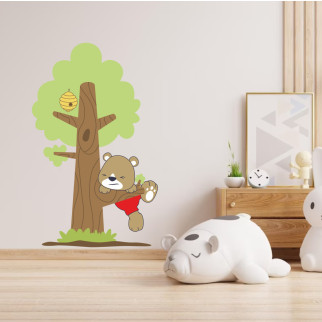 Вінілова інтер'єрна наклейка кольорова декор на стіну (шпалери, фарбу) "Ведмедик на дереві" з Оракала - Інтернет-магазин спільних покупок ToGether
