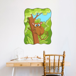 Вінілова інтер'єрна наклейка кольорова декор на стіну (шпалери, фарбу) "Дерево з тваринами" з Оракала - Інтернет-магазин спільних покупок ToGether