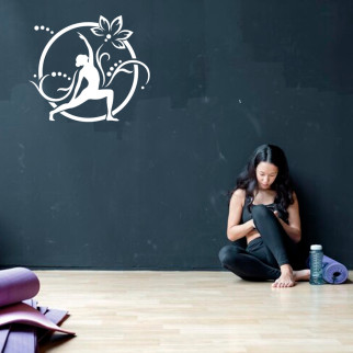 Вінілова інтер'єрна наклейка кольорова декор на стіну (шпалери, фарбу) "Дівчина йог у асані" самоклеюча з Оракалу - Інтернет-магазин спільних покупок ToGether