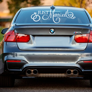 Наклейка кольорова вінілова самоклеюча декоративна на автомобіль "Just Married Молодята" з Оракалу - Інтернет-магазин спільних покупок ToGether