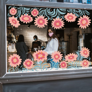 Наклейка вінілова інтер'єрна декор на вікно (вітрину, скло, дзеркало) "Квіти. Набір кольорів" з оракалу - Інтернет-магазин спільних покупок ToGether