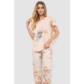 Жіноча піжама з принтом, колір персиковий, 219R115 - Інтернет-магазин спільних покупок ToGether