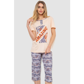 Жіноча піжама з принтом, колір персиково-синій, 219R113 - Інтернет-магазин спільних покупок ToGether