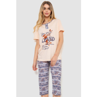 Жіноча піжама з принтом, колір персиково-синій, 219R118 - Інтернет-магазин спільних покупок ToGether