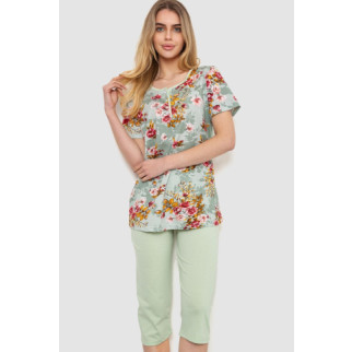 Жіноча піжама з принтом, колір світло-оливковий, 219R121 - Інтернет-магазин спільних покупок ToGether