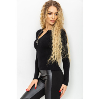 Кофта жіноча на блискавці в рубчик, колір чорний, 204R003 - Інтернет-магазин спільних покупок ToGether