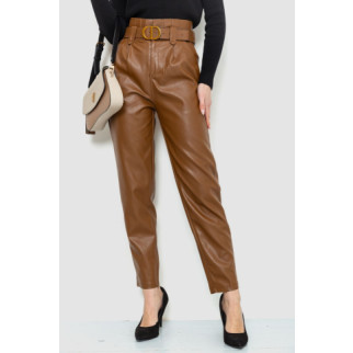 Штани жіночі з екошкіри з ременем, колір коричневий, 186R5256 - Інтернет-магазин спільних покупок ToGether