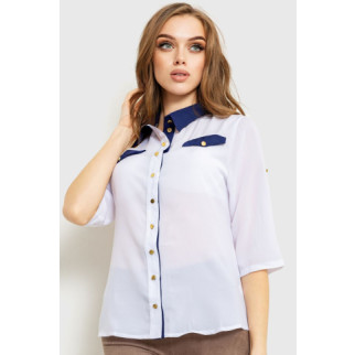 Блуза класична, колір біло-синій, 230R101 - Інтернет-магазин спільних покупок ToGether