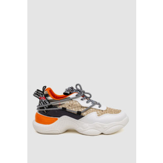 Кросівки жіночі з паєтками, колір біло-помаранчевий, 243R3B-20-7A - Інтернет-магазин спільних покупок ToGether
