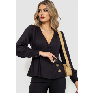 Блуза на запах, колір чорний, 244R063 - Інтернет-магазин спільних покупок ToGether