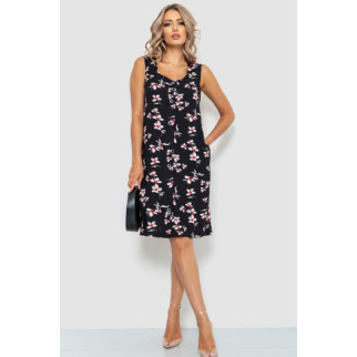 Сукня-халат жіночий з квітковим принтом на ґудзиках, колір чорний, 102R349 - Інтернет-магазин спільних покупок ToGether