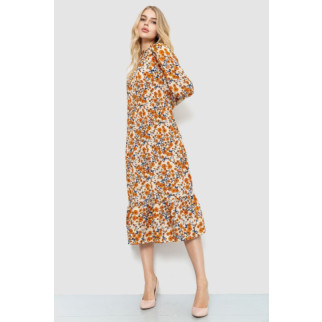 Сукня вільного крою з квітковим принтом, колір бежево-гірчичний, 204R201 - Інтернет-магазин спільних покупок ToGether