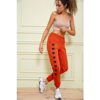 Жіночі спортивні штани, з принтом Серце, колір теракотовий, 102R212 - Інтернет-магазин спільних покупок ToGether