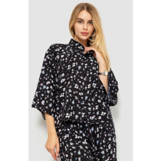 Блуза класична з квітковим принтом, колір чорний, 102R332-1 - Інтернет-магазин спільних покупок ToGether