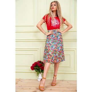 Літня сукня міді, червоного кольору в принт, 119R0419 - Інтернет-магазин спільних покупок ToGether