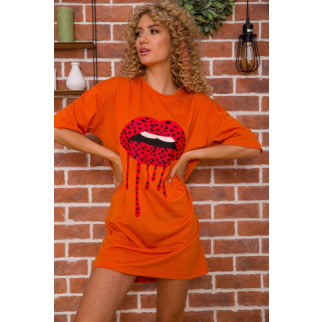 Подовжена жіноча футболка, з принтом, колір Теракотовий, 117R1021-1 - Інтернет-магазин спільних покупок ToGether