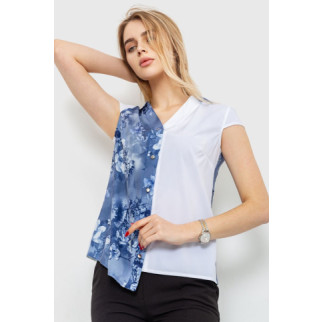 Блуза з квітковим принтом, колір синьо-білий, 230R99-5 - Інтернет-магазин спільних покупок ToGether