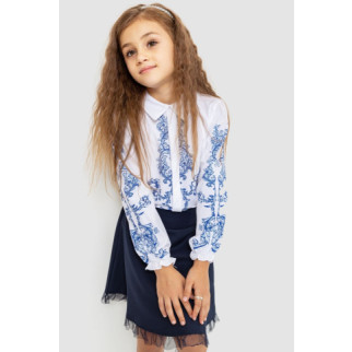 Блузка ошатна для дівчаток, колір біло-синій, 172R026-1 - Інтернет-магазин спільних покупок ToGether