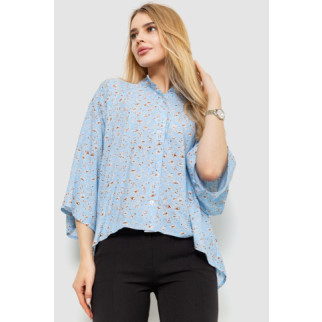 Блуза класична з  принтом, колір блакитний, 102R332-2 - Інтернет-магазин спільних покупок ToGether