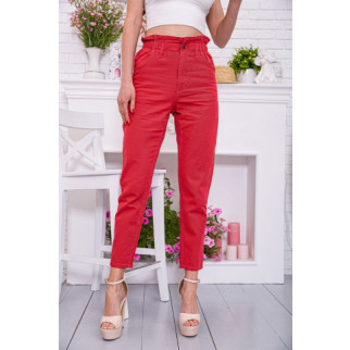 Жіночі прямі джинси МОМ, червоного кольору, 164R2010 - Інтернет-магазин спільних покупок ToGether
