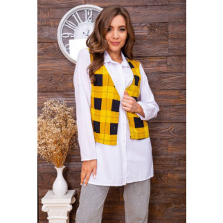Жіноча сорочка, з декором в клітку, біло-гірчичного кольору, 119R321-1 - Інтернет-магазин спільних покупок ToGether