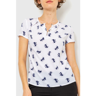 Блуза з принтом, колір біло-синій, 230R112-1 - Інтернет-магазин спільних покупок ToGether