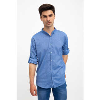 Стильна чоловіча сорочка, блакитна з принтом, 511F016 - Інтернет-магазин спільних покупок ToGether