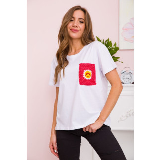 Жіноча футболка вільного крою, колір Біло-червоний, 117R623 - Інтернет-магазин спільних покупок ToGether