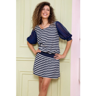 Коротка сукня в смужку, синьо-білого кольору, 167R075 - Інтернет-магазин спільних покупок ToGether