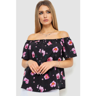 Блуза з квітковим принтом, колір чорно-бузковий, 244R088 - Інтернет-магазин спільних покупок ToGether