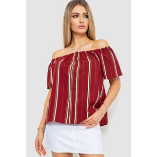 Блуза в смужку, колір бордовий, 244R088-1 - Інтернет-магазин спільних покупок ToGether