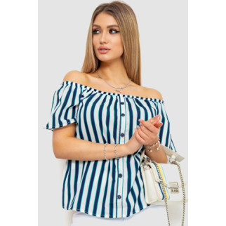 Блуза в смужку, колір сіро-синій, 244R088-1 - Інтернет-магазин спільних покупок ToGether