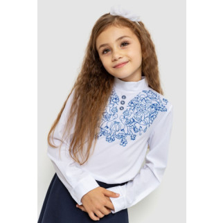 Блуза для дівчаток ошатна, колір біло-синій, 172R025 - Інтернет-магазин спільних покупок ToGether