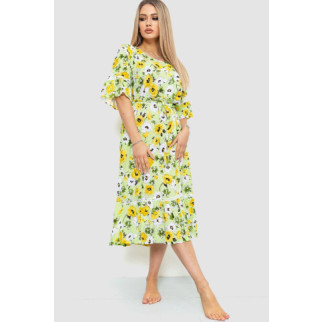 Плаття з квітковим принтом, колір салатово-жовтий, 219RT-4096 - Інтернет-магазин спільних покупок ToGether