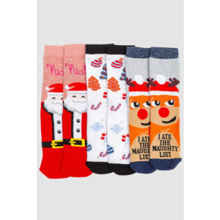 Комплект жіночих шкарпеток новорічних 3 пари, колір червоний, білий, світло-сірий, 151R263 - Інтернет-магазин спільних покупок ToGether