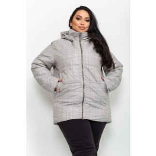 Куртка жіноча в клітину демісезонна батал, колір сірий, 224RP036 - Інтернет-магазин спільних покупок ToGether