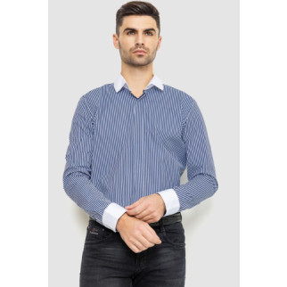 Сорочка чоловіча в смужку, колір біло-синій, 214R35-18-308 - Інтернет-магазин спільних покупок ToGether