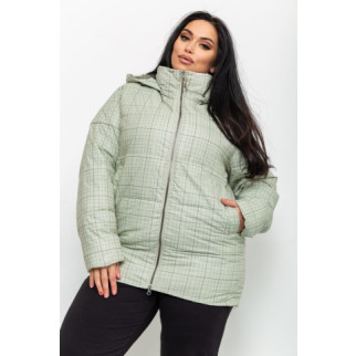Куртка жіноча в клітину демісезонна батал, колір оливковий, 224RP036 - Інтернет-магазин спільних покупок ToGether