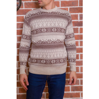 Чоловічий светр з новорічним принтом, бежевий, 161R776 - Інтернет-магазин спільних покупок ToGether