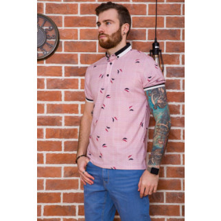 Чоловіче поло, рожевого кольору з принтом, 194R2116 - Інтернет-магазин спільних покупок ToGether