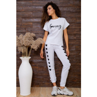 Жіночі спортивні штани, з принтом Серце, колір білий, 102R212 - Інтернет-магазин спільних покупок ToGether