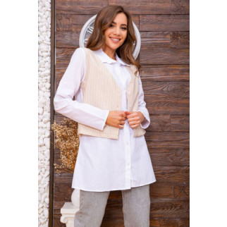 Жіноча сорочка, з жилетом в біло-бежеву смужку, 119R320-1 - Інтернет-магазин спільних покупок ToGether