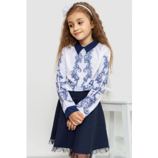 Блузка ошатна для дівчаток, колір синьо-білий, 172R026 - Інтернет-магазин спільних покупок ToGether