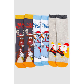 Комплект жіночих шкарпеток новорічних 3 пари, колір бежевий, білий, темно-сірий, 151R261 - Інтернет-магазин спільних покупок ToGether