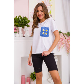 Жіноча футболка вільного крою, колір Біло-синій, 117R623 - Інтернет-магазин спільних покупок ToGether