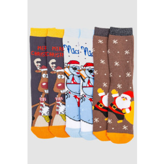 Комплект жіночих шкарпеток новорічних 3 пари, колір темно-сірий, білий, коричневий, 151R262 - Інтернет-магазин спільних покупок ToGether