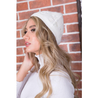 Однотонна жіноча шапка, молочного кольору, 167R7792 - Інтернет-магазин спільних покупок ToGether