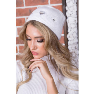 Жіноча шапка білого кольору, зі стразами, 167R7787 - Інтернет-магазин спільних покупок ToGether