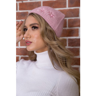 Жіноча однотонна шапка, рожевого кольору з вишивкою, 167R7786 - Інтернет-магазин спільних покупок ToGether